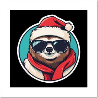 Sloth Christmas Drawing Posters and Art